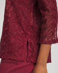 Chico's Women | Embroidered Mesh Tunic Top RUSSET RED