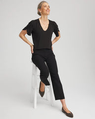 Chico's Women | Petal-Sleeve Voop Neck Tee BLACK