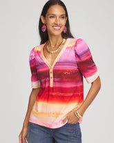 Chico's Women | Rio Sunset Henley Tee SUNSET PEACH