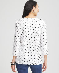 Chico's Women | Polka-Dot Slub Scoop-Neck Tee ALABASTER