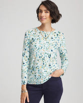 Chico's Women | Printed Touch of Cool™ Layering Tee BLUE MENTHE