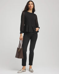 Chico's Women | Clip-Dot Peplum Top BLACK