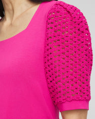 Chico's Women | Touch of Cool™ Crochet Lace Square-Neck Tee CRUSHED BERRIES