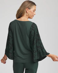 Chico's Women | Touch of Cool™ Burnout Angel-Sleeved Top DARKEST SPRUCE