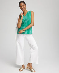 Chico's Women | Polka-Dot Sleeveless V-Neck Tank EDEN GREEN