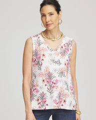 Chico's Women | Floral Sleeveless V-Neck Tank ALABASTER