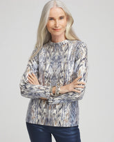 Chico's Women | Sequin Reptile Funnel Neck tee CLASSIC NAVY