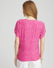 Chico's Women | Touch of Cool™ Cheetah Ruched Banded Hem Top CRUSHED BERRIES