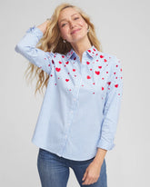 Chico's Women | V-Day Striped Poplin Shirt TIDAL BLUE