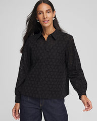 Chico's Women | Heart Eyelet Shirt BLACK