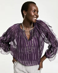 Chico's Women | Georgette Ruffle Sleeve Blouse PURPLE ELIXIR