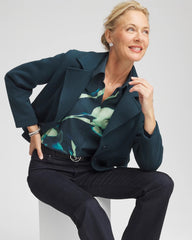 Chico's Women | No Iron™ Glacial Flora Sateen Shirt TEAL SHADOW