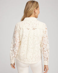 Chico's Women | Classic-Fit Collared Lace Shirt ENGLISH CREAM
