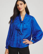 Chico's Women | Jacquard Tie-Front Blouse COBALT STONE