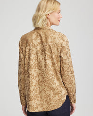 Chico's Women | No Iron™ Jacquard Scrolls Shirt GOLD