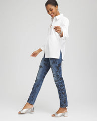 Chico's Women | Rhinestone Embellished Poplin Tunic ALABASTER