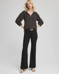 Chico's Women | Floral Print Tie-Neck Top BLACK