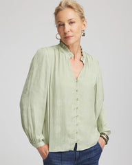 Chico's Women | Jacquard Georgette Peasant Blouse SAGE MEADOW