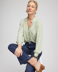 Chico's Women | Jacquard Georgette Peasant Blouse SAGE MEADOW