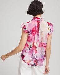 Chico's Women | Floral Ruffle Collar Blouse PLUM SHADE