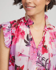 Chico's Women | Floral Ruffle Collar Blouse PLUM SHADE