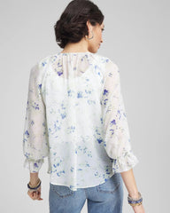 Chico's Women | Georgette Sheer Ruffle Blouse BLUE PEARL