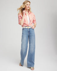 Chico's Women | No Iron™ Vacation Stripes Shirt SUNSET PEACH