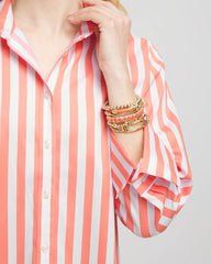 Chico's Women | No Iron™ Vacation Stripes Shirt SUNSET PEACH
