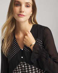 Chico's Women | Georgette Polka Dot Blouse BLACK