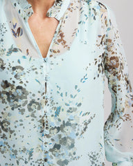 Chico's Women | Floral Georgette Peasant Blouse BLUE MENTHE