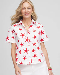 Chico's Women | Starfish Short Sleeve Swing Shirt RED GLOW