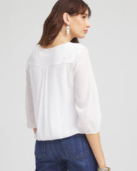 Chico's Women | Embroidered Cutout Blouse ALABASTER