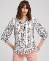 Chico's Women | Faux Silk Floral Collared Shirt FRENCH BLUSH