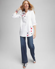 Chico's Women | No Iron™ Valentine's Day Embroidered Tunic OPTIC WHITE