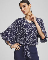 Chico's Women | Ecovero™ Tie-Front Frill Sleeve Blouse PASSPORT BLUE