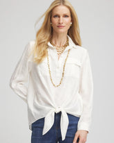 Chico's Women | Textured Tie-Front Pullover Top ECRU