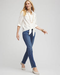 Chico's Women | Textured Tie-Front Pullover Top ECRU
