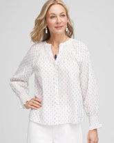 Chico's Women | Smocked Split-neck Blouse BLUE CASA