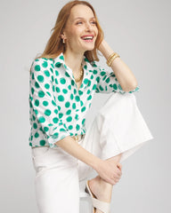 Chico's Women | No Iron™ Polka-Dot Sateen Shirt EDEN GREEN