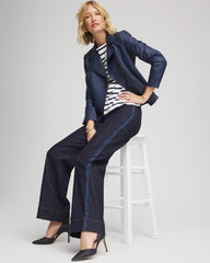 Chico's Women | Frayed High-Rise Wide-Leg Jeans CEDAR RINSE