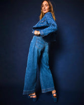 Chico's Women | Double Stitch Wide-Leg Cropped Pants CAYMAN INDIGO