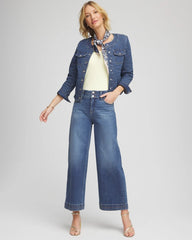 Chico's Women | Double Stitch Wide-Leg Cropped Pants CAYMAN INDIGO