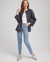 Chico's Women | Girlfriend Slim Ankle Flocked Jeans FINFLOW INDIGO