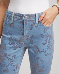 Chico's Women | Girlfriend Slim Ankle Flocked Jeans FINFLOW INDIGO