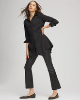 Chico's Women | Coated Girlfriend Cropped Flared Jeans BLACK