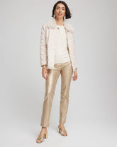 Chico's Women | Girlfriend Slim Ankle Foiled Lace Jeans CHAMPAGNE FIZZ