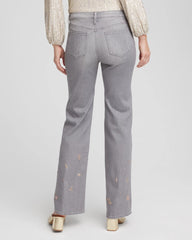 Chico's Women | Rose Gold Embellished Girlfriend Flared Jeans LE HAVRE WASH