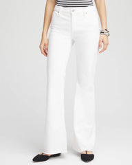 Chico's Women | Girlfriend No Stain Frayed Flared Jeans ALABASTER