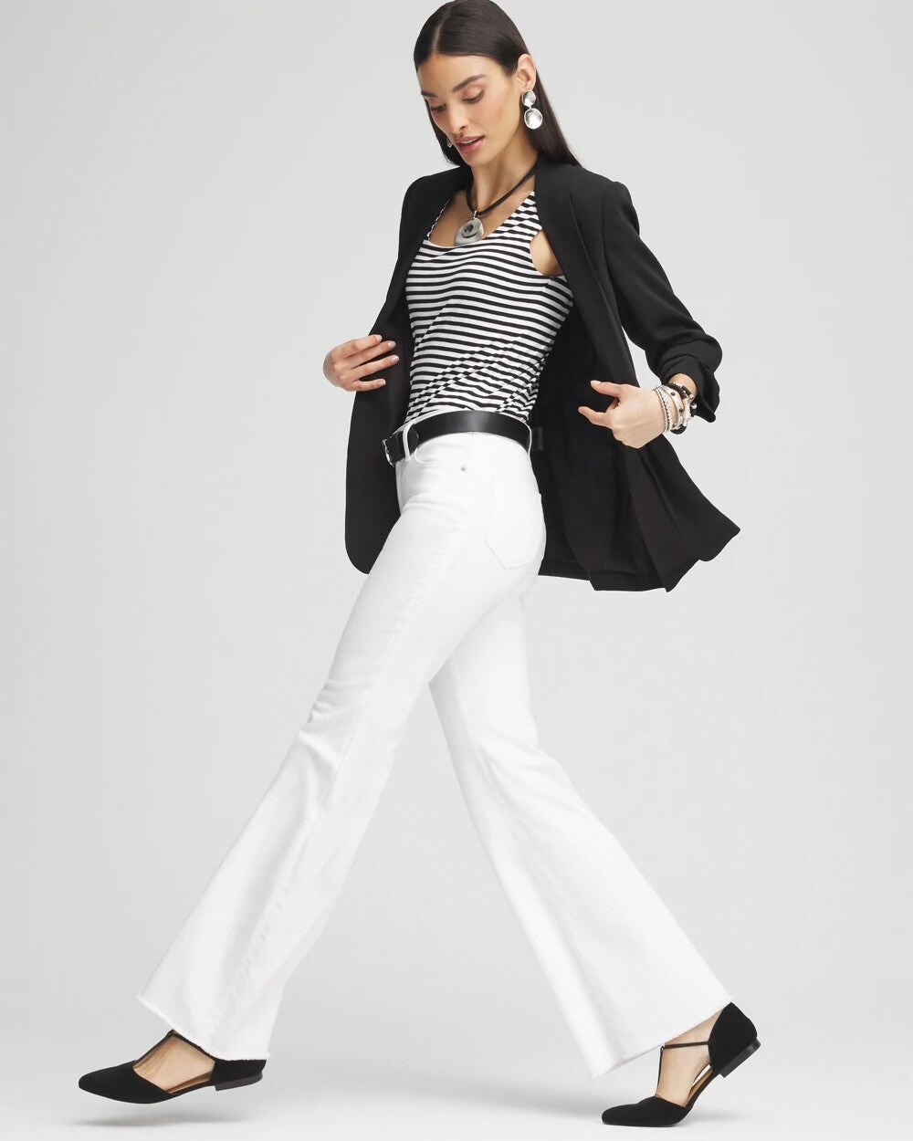 Chico's Women | Girlfriend No Stain Frayed Flared Jeans ALABASTER