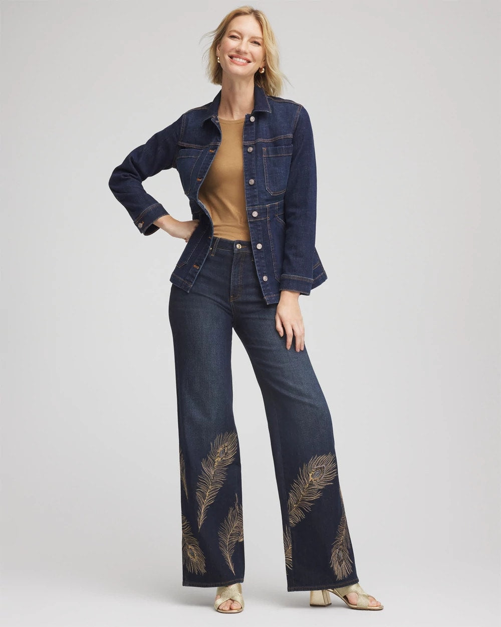Chico's Women | Embellished High-Rise Wide-Leg Jeans MARCONI INDIGO